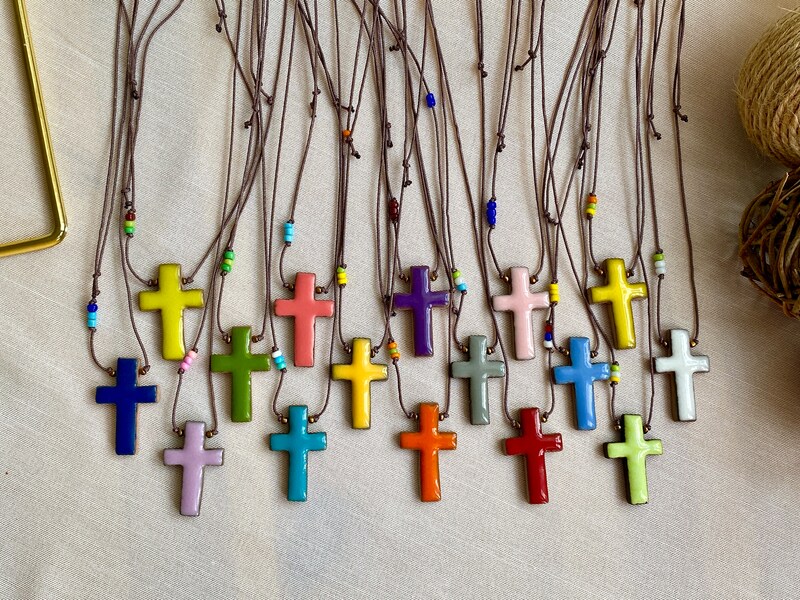 Cross Necklace Mens Womens Handmade Boho Choker Necklace
